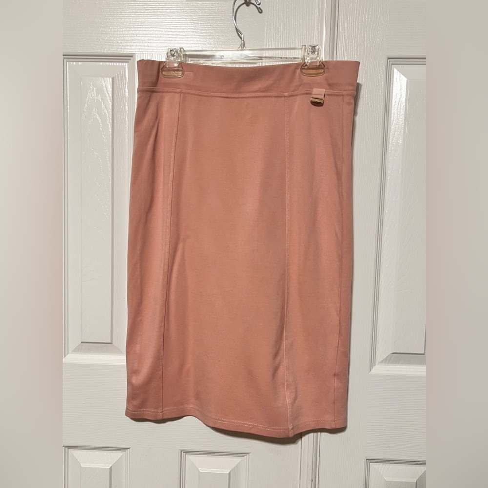Ashley Blue Pink Straight Elastic Waistband Casual Skirt Large